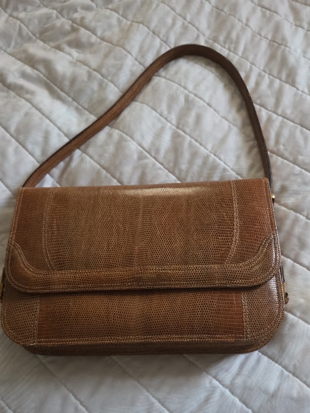 Vintage 70's Unsigned Snake Skin Shoulder Bag